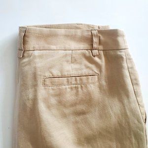 BCBG MaxAzria Linen Crop Capri Pants Neutral Cream Colour Pockets Summer Trends
